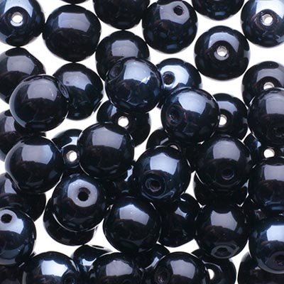 Glass Beads - 6mm - Round - Jet Hematite (50)