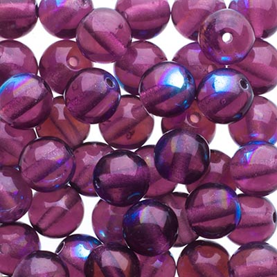 Glass Beads - 6mm - Round - Transparent Amethyst AB (50)