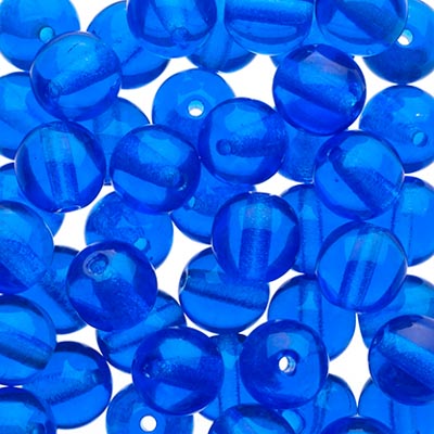 Glass Beads - 6mm - Round - Transparent Capri Blue (50)