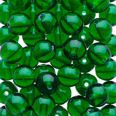 Glass Beads - 6mm - Round - Transparent Green (50)