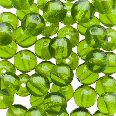 Glass Beads - 6mm - Round - Transparent Olivine (50)