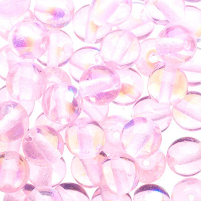 Glass Beads - 6mm - Round - Transparent Light Rose AB (50)