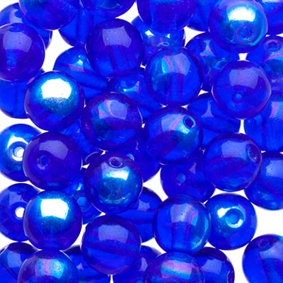 Glass Beads - 6mm - Round - Transparent Sapphire AB (50)
