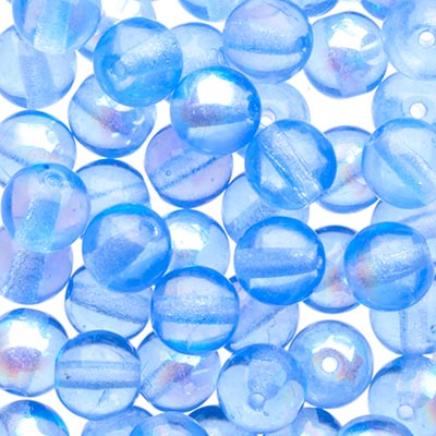 Glass Beads - 6mm - Round - Transparent Light Sapphire AB (50)