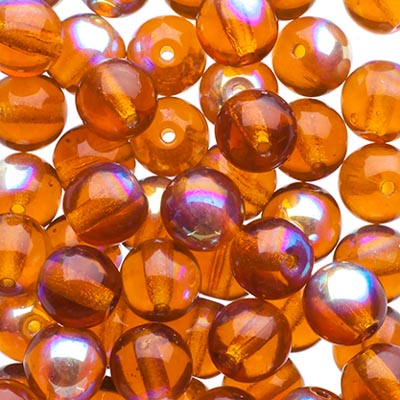 Glass Beads - 6mm - Round - Transparent Topaz AB (50)