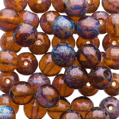 Glass Beads - 6mm - Round - Transparent Amethyst Travertine (50)