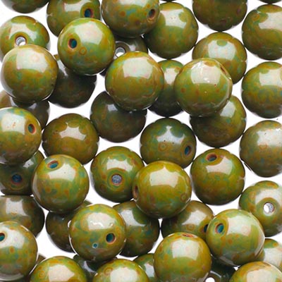 Glass Beads - 6mm - Round - Blue Travertine (50)