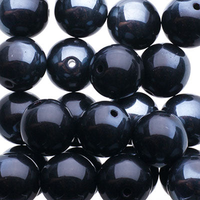 Glass Beads - 8mm - Round - Jet Hematite (25)