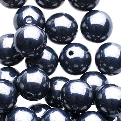 Glass Beads - 8mm - Round - Opaque Gunmetal (25)
