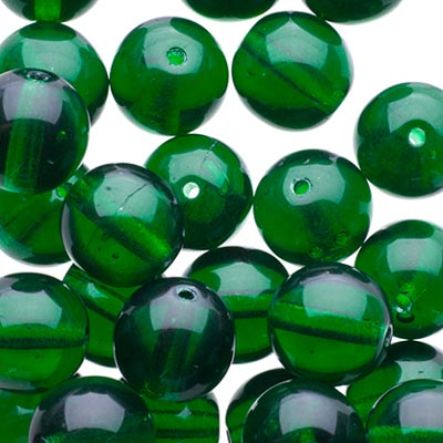 Glass Beads - 8mm - Round - Transparent Green (25)