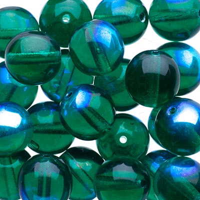Glass Beads - 8mm - Round - Transparent Emerald AB (25)