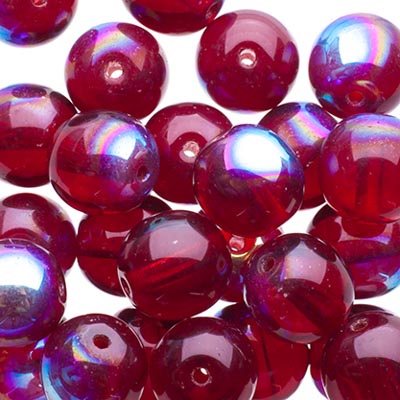 Glass Beads - 8mm - Round - Garnet AB (25)