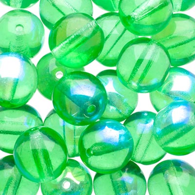 Glass Beads - 8mm - Round - Peridot AB (25)