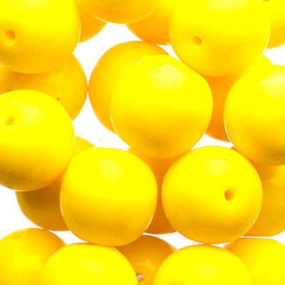 Glass Beads - 10mm - Round - Opaque Yellow (25)