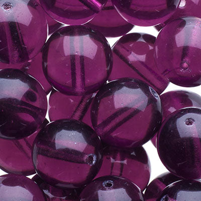 Glass Beads - 10mm - Round - Transparent Amethyst (25)
