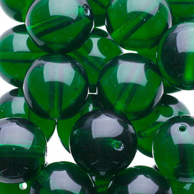 Glass Beads - 10mm - Round - Transparent Green (25)
