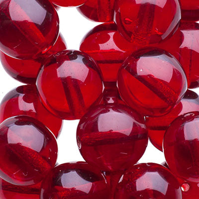 Glass Beads - 10mm - Round - Transparent Garnet (25)