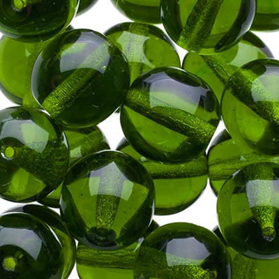Glass Beads - 10mm - Round - Transparent Olivine (25)
