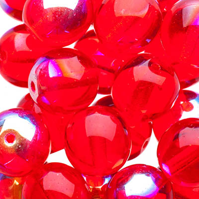 Glass Beads - 10mm - Round - Transparent Light Siam AB (25)