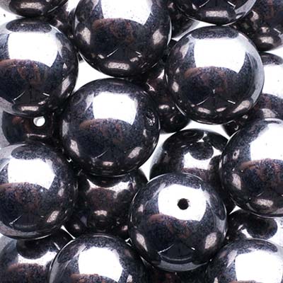 Glass Beads - 10mm - Round - Chrome (25)