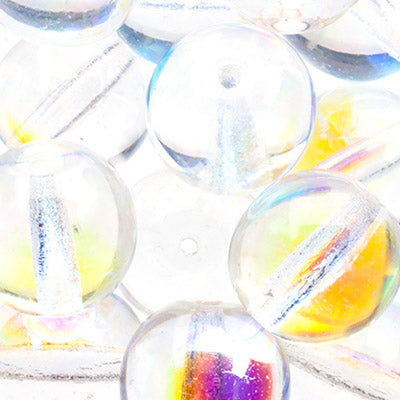 Glass Beads - 12mm - Round - Transparent Crystal AB (25)