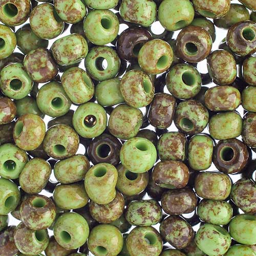 Czech Seed Beads - 2/0 - Light Green Travertine 22g