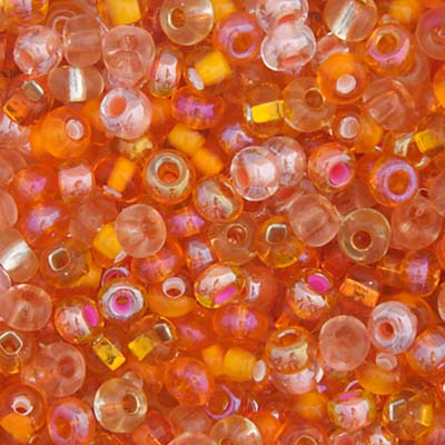 Czech Seed Beads - 6/0 - Silver Lined Orange Mix (22g)