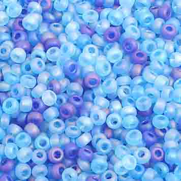 Czech - 10/0 Seed Beads - Transparent Aqua Mix Rainbow Matte (500g)