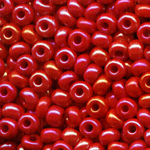 Czech Seed Beads - 6/0 - Opaque Medium Red AB (500g)