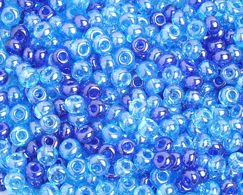Czech Seed Beads - 6/0 - Blue/Aqua Lustered Mix (500g)