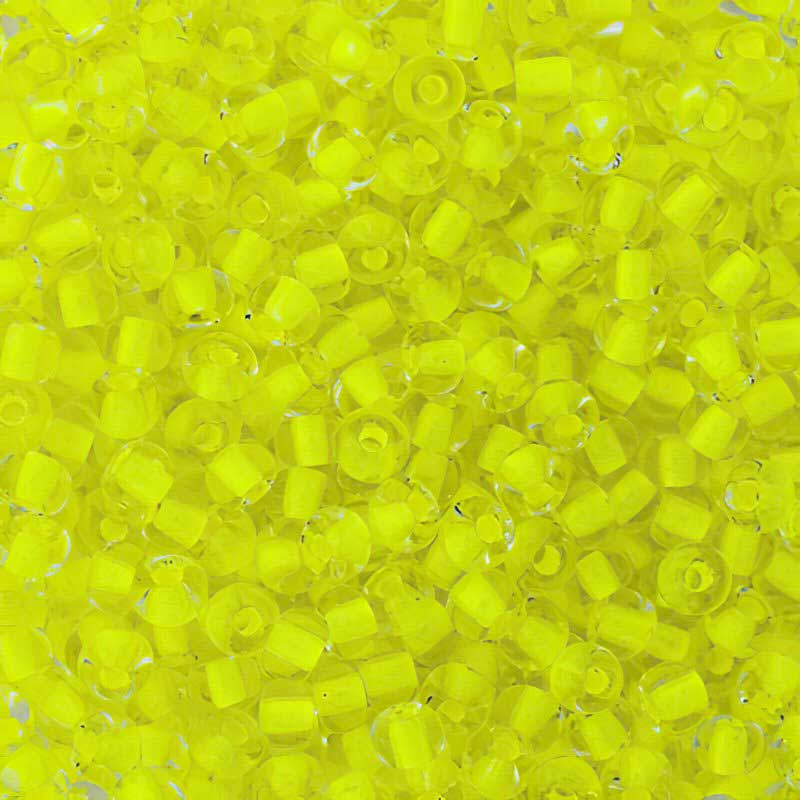 Czech Seed Beads - 6/0 - Crystal Colour-lined Neon Yellow (20g)