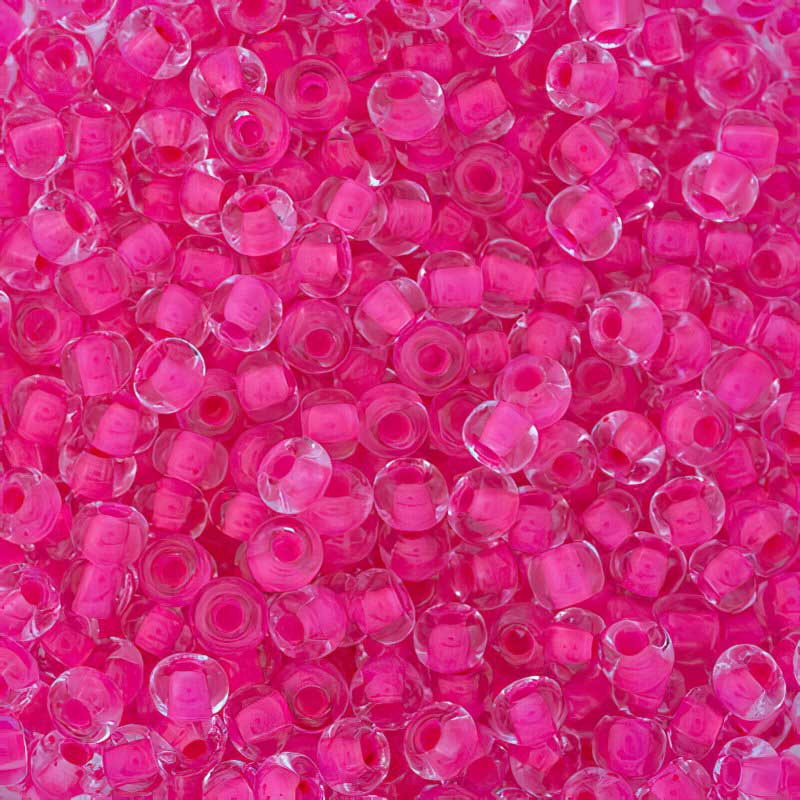 Czech Seed Beads - 6/0 - Crystal Colour-lined Neon Pink (500g)