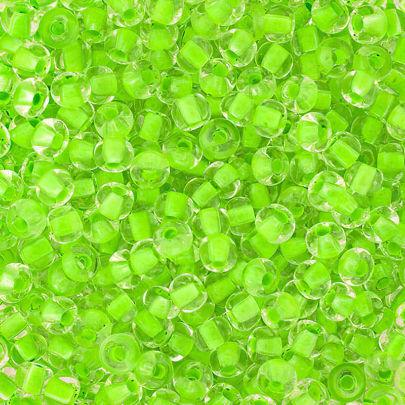 Czech Seed Beads - 6/0 - Crystal Colour-lined Neon Green (500g)