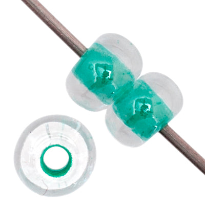 Czech Seed Beads - 6/0 - Colour Lined Turquoise/ Crystal (500g)