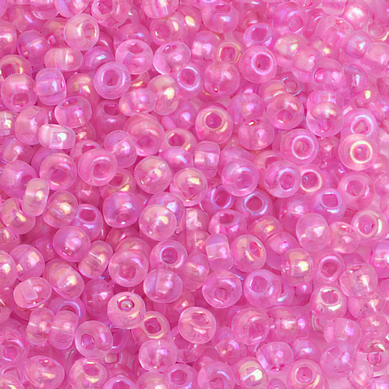 Czech Seed Beads - 6/0 - Transparent Bright Pink Rainbow AB (500g)