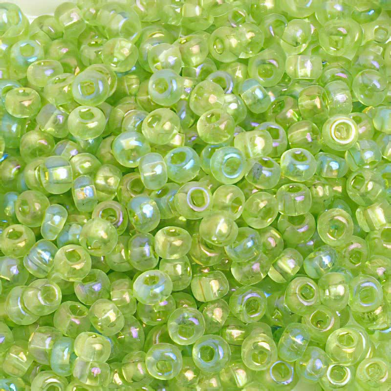 Czech Seed Beads - 6/0 - Transparent Light Green Rainbow AB (500g)