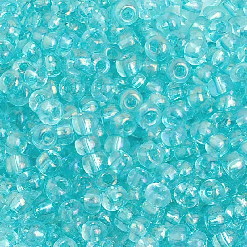 Czech Seed Beads - 6/0 - Transparent Teal Green Rainbow AB (20g)