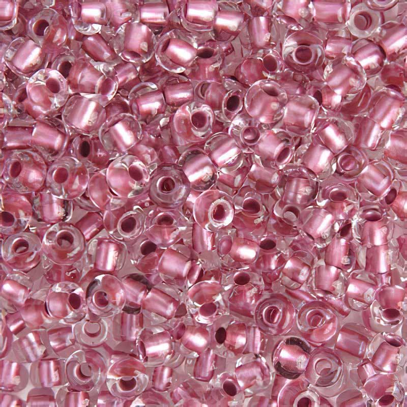 Czech Seed Beads - 6/0 - Colour lined Crystal/Rose Pink Metallic (500g)
