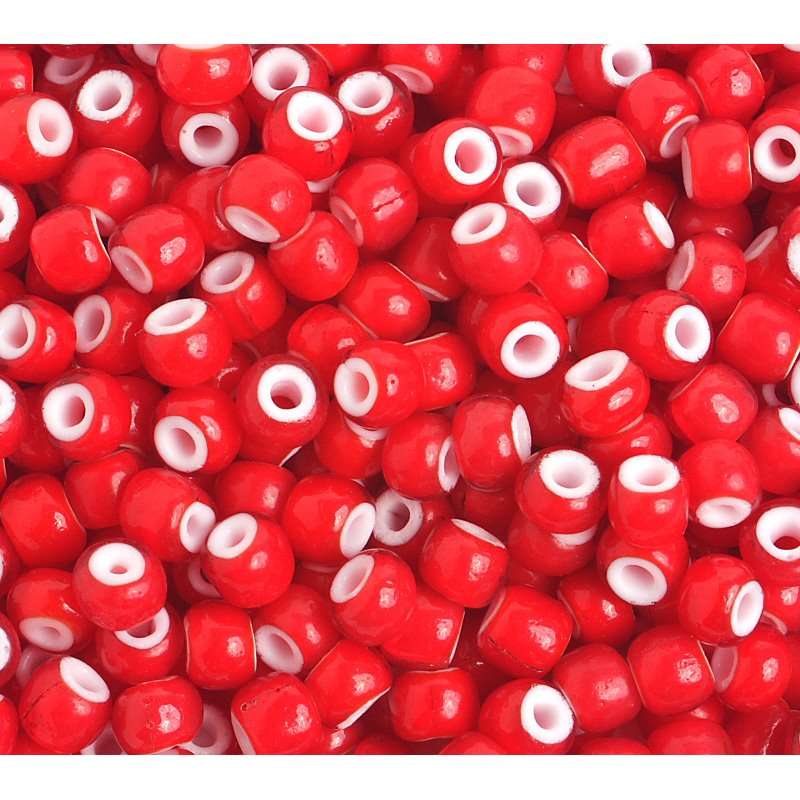 Czech - 4/0 Seed Beads - Red White Heart (250g)