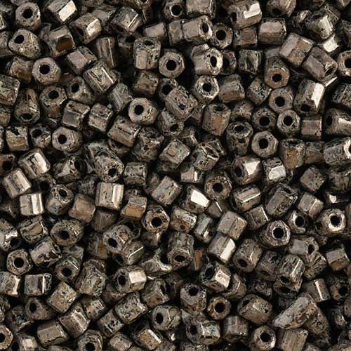 Czech - 10/0 2-cut Seed Beads - Jet Travertine (500g)