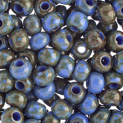 Czech - 32/0 Seed bead - Medium Blue Travertine (250g)