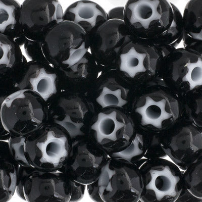 Czech - 32/0 Seed bead - Cornelian White Star Black (50g)