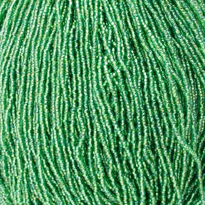 Czech - 11/0 Seed bead - Silver Lined Green Rainbow Natural (500g Strung)