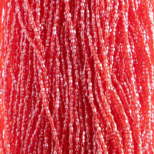 Czech - 10/0 - 3-cut Seed Beads - Transparent Red Luster (pkg strung)