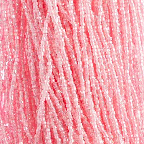 Czech - 10/0 - 3-cut Seed Beads - Crystal/Light Pink (pkg strung)