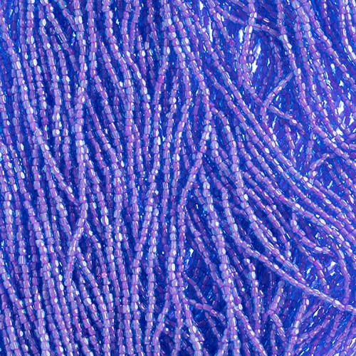 Czech - 12/0 - 3-cut Seed Beads - Color Lined Pink Transparent Blue (pkg strung)