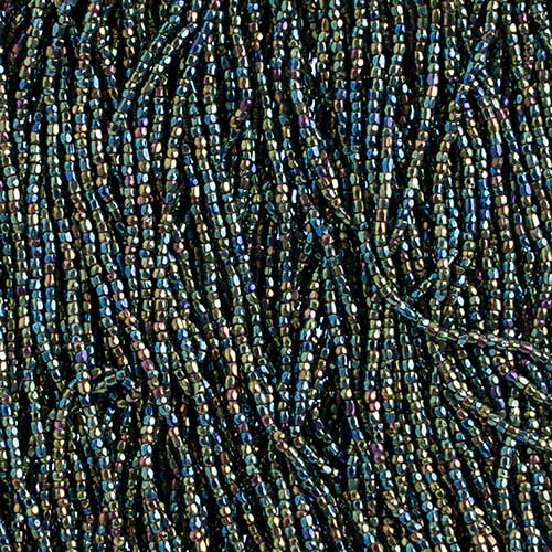 Czech - 12/0 - 3-cut Seed Beads - Opaque Green Iris (pkg strung)