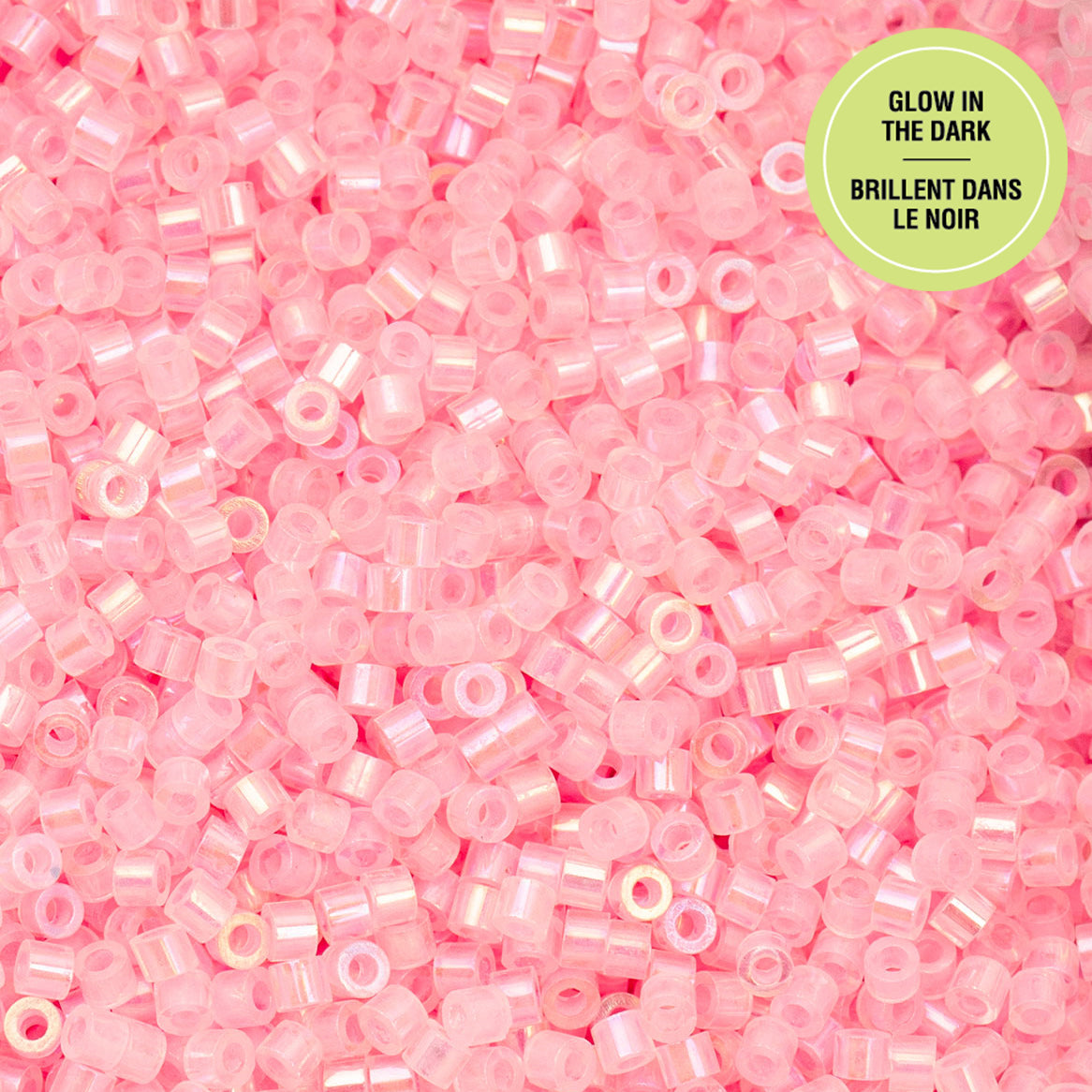 Cylin Bead - 11/0 - Glow in Dark AB - Pink Neon (25g)