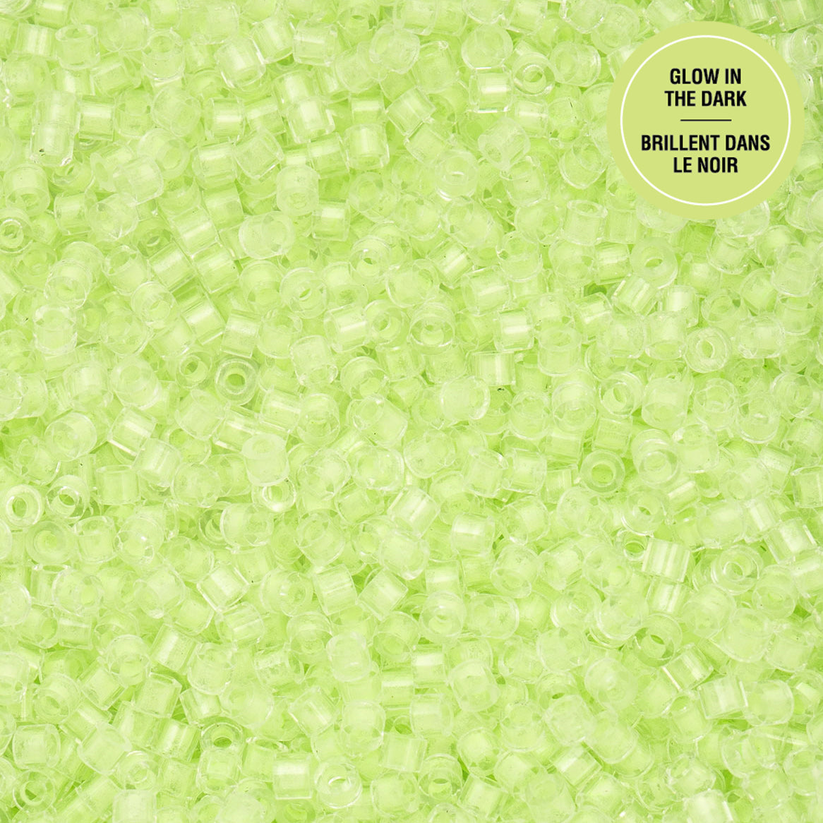 Cylin Bead - 11/0 - Glow in Dark - Light Green (25g)