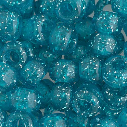Acrylic - 9mm Crow Beads - Sparkle Blue (1000pcs)